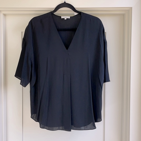Vince Silk TALL-Friendly V-Neck Popover Top - Picture 5 of 7